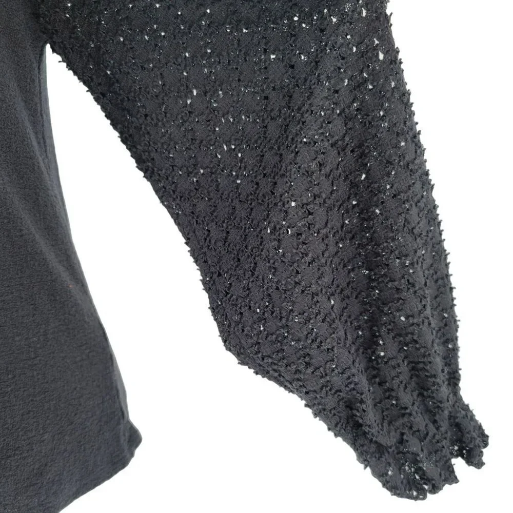 Madewell Textured Knit Black Balloon Sleeve Sweater Womens Small